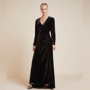 Olivia Von Halle x Disney Maleficent Shillingford Velvet‎ Wrap Maxi Dress Size S